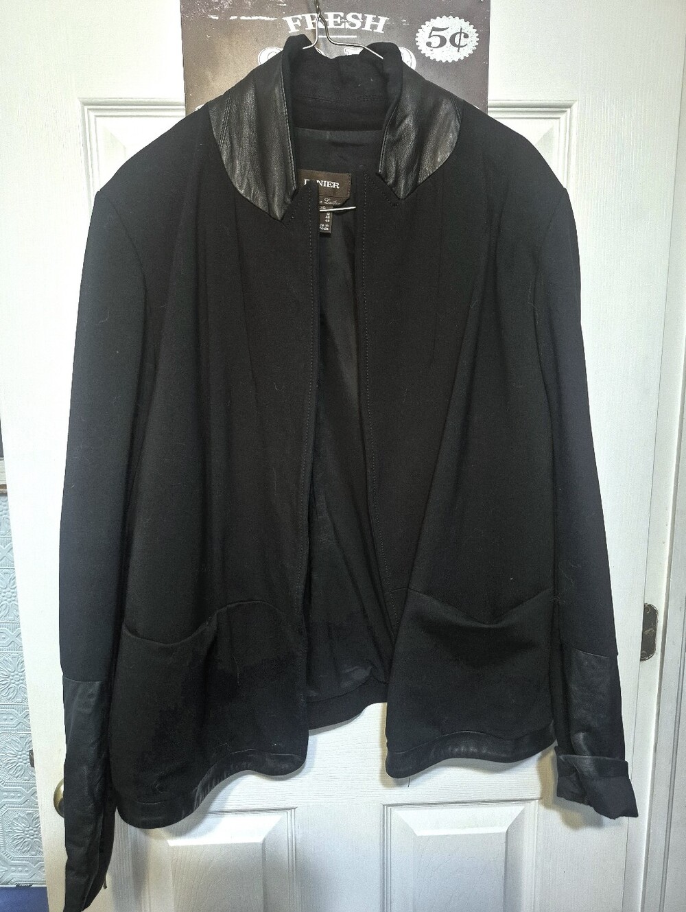 Danier Black Jacket with Leather trim collar and cuffs. Size Large. Gorgeous š